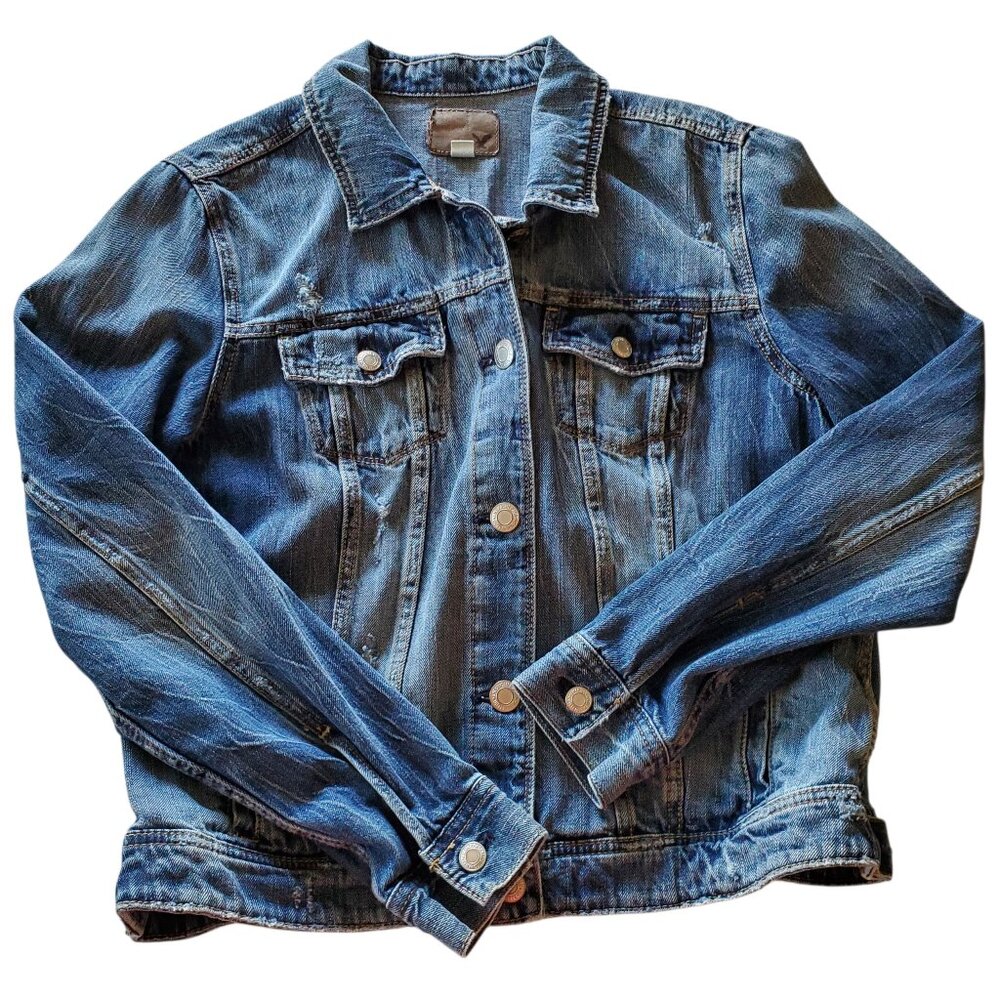 American Eagle‎ Y2K Blue Jean Distressed Jacket XL